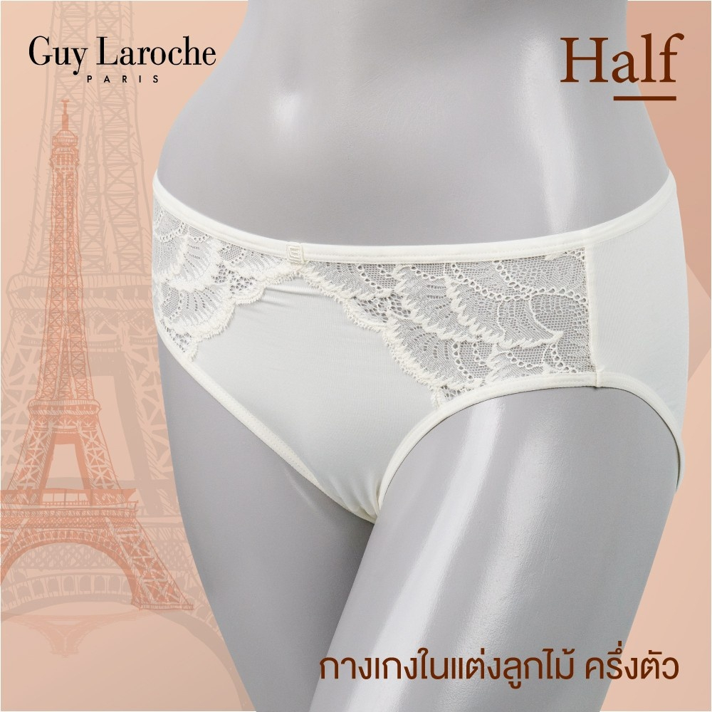 GUY LAROCHE กางเกงในGU3M92 แต่งลูกไม้ เกรดAของแท้ ทรง HALF ครึ่งตัว แต่งลูกไม้ ผ้าTactel นุ่มยืดสวมใส่สบาย