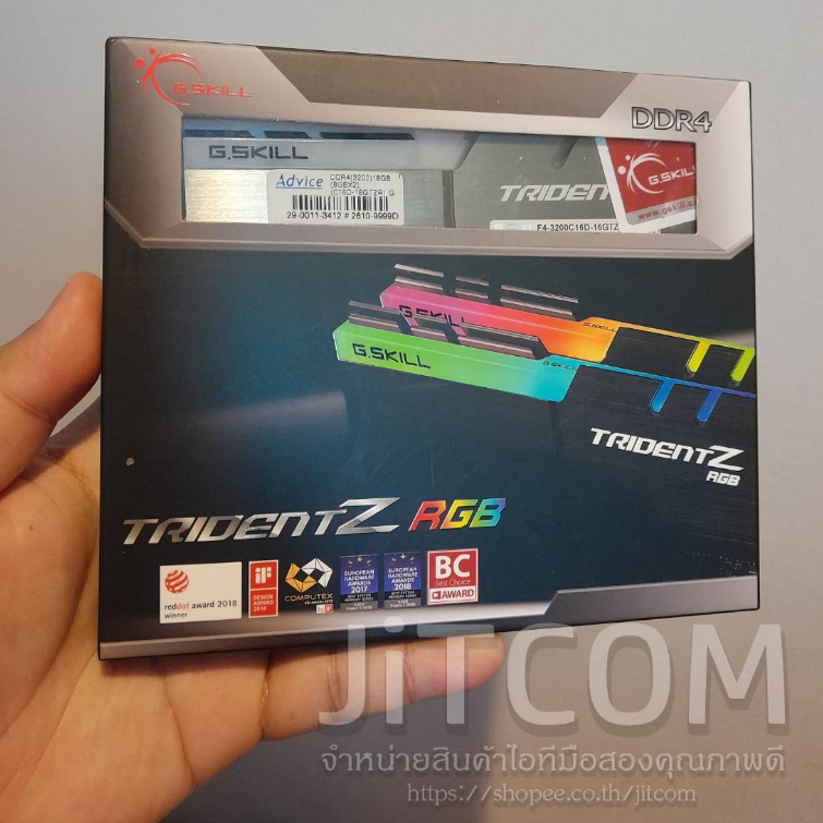 แรมพีซี G.SKILL TRIDENT Z RGB 16GB (8GBx2) DDR4 3200MHz RAM (F4-3200C16D-16GTZR)  สินค้ามือสอง