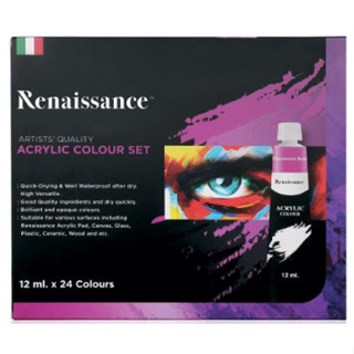 สีอะคริลิค Renaissance ชุด 24 สี 12 มล.