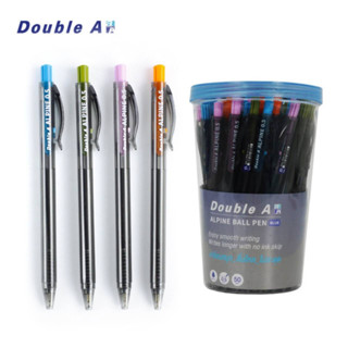 ปากกา Double A ปากกาลูกลื่น แบบกด หมึกสีน้ำเงิน รุ่น Alpine ball pen ขนาด 0.5 มม. ด้ามคละสี บรรจุ 50ด้าม/กระบอก พร้อมส่ง