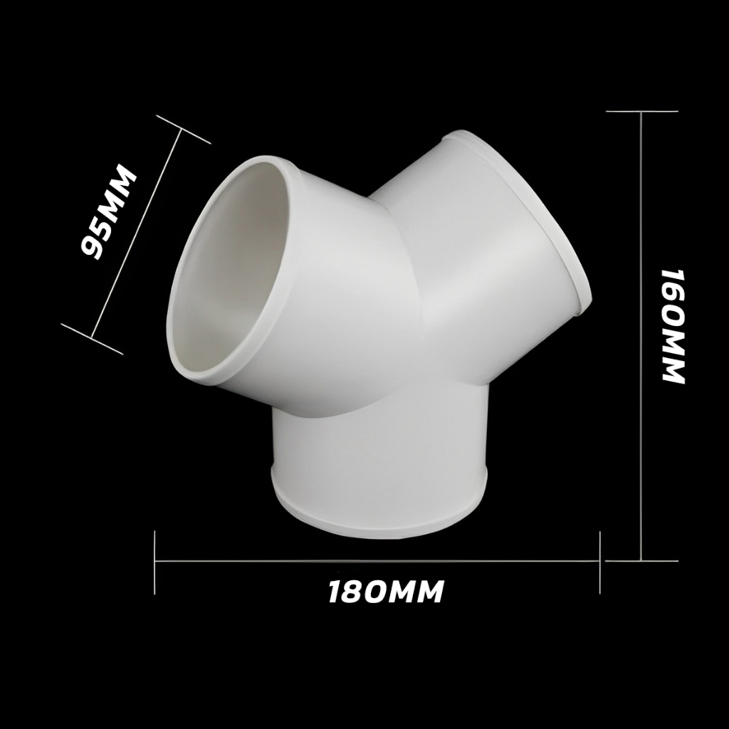 ท่อระบายอากาศ 3ทาง ท่อสามทาง Y Splitter หน้ากว้าง 100 mm./150 mm. (9 -14 cm) ใช้ต่อท่อระบายอากาศ-ABS - รูปที่ 7