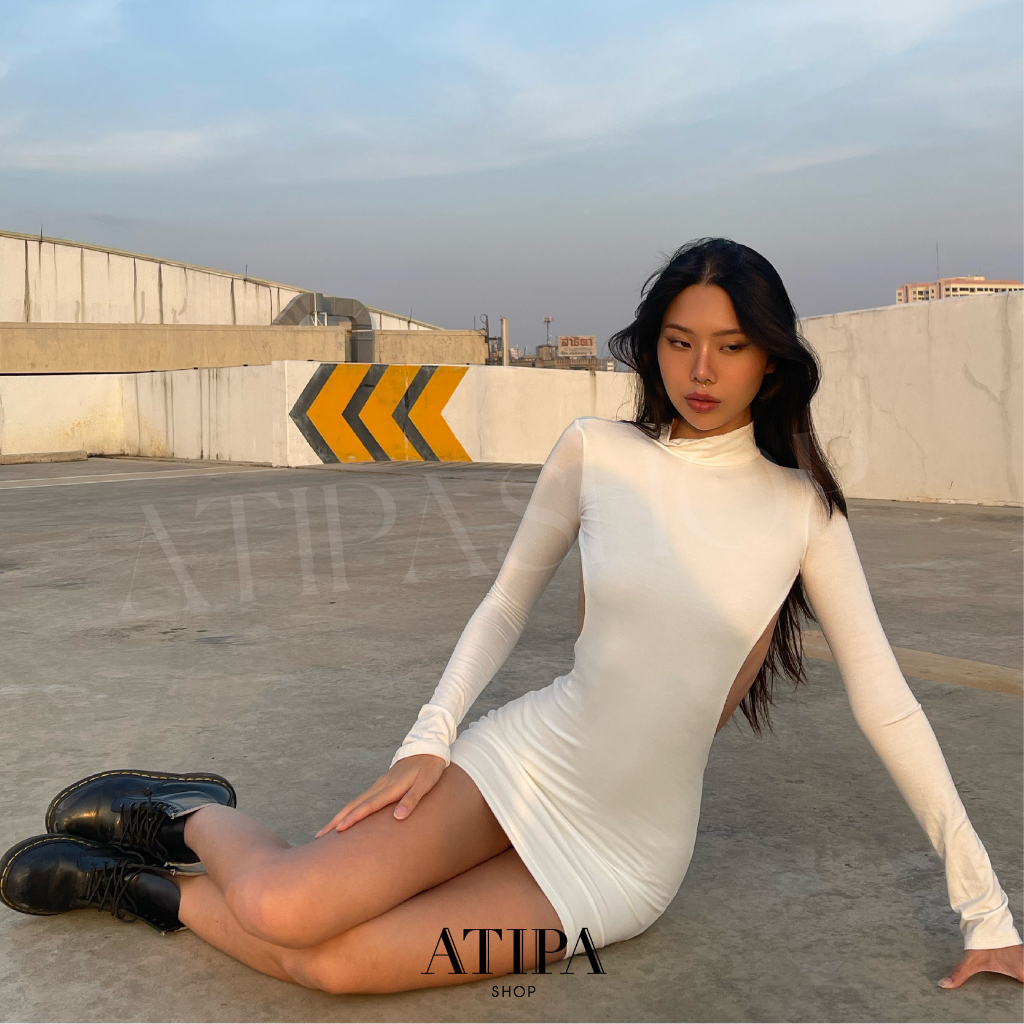 Atipashop - CARINE DRESS เดรสสั้น แขนยาว ทรงคอเต่า เว้าหลัง - รูปที่ 2