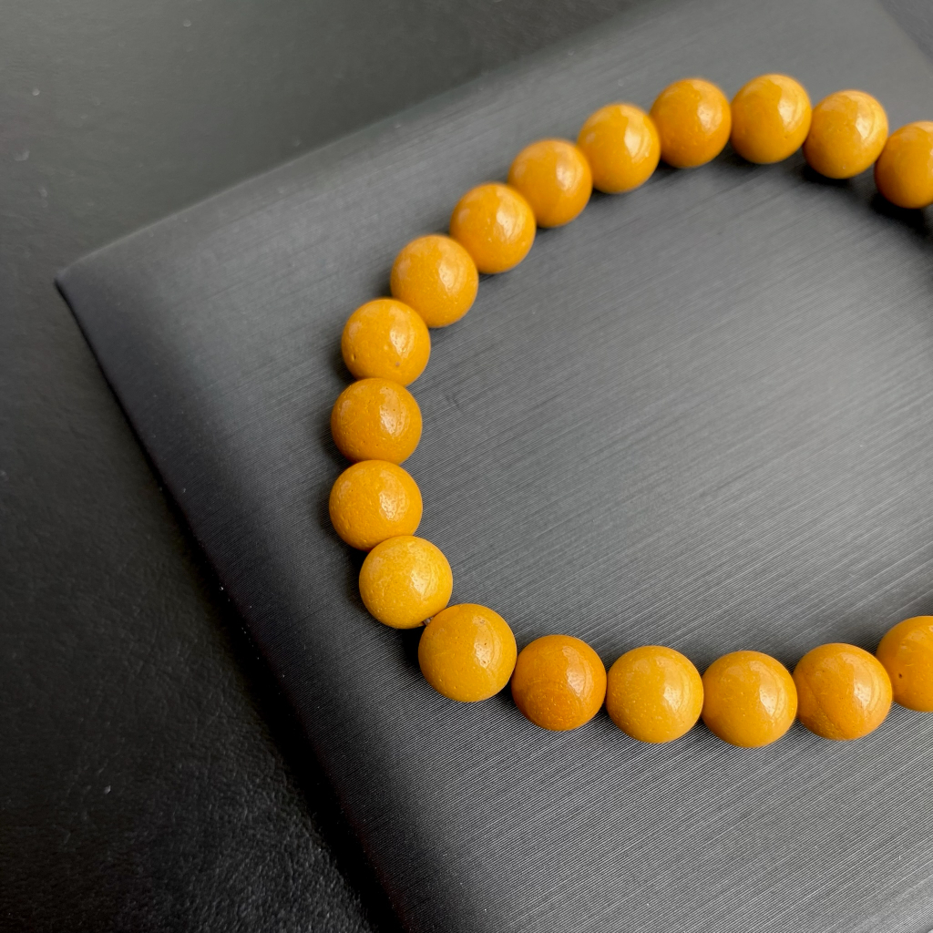 กำไลหินแท้ Yellow Mookaite Jasper (มูไคต์ แจสเปอร์ สีเหลือง) 8mm - รูปที่ 2