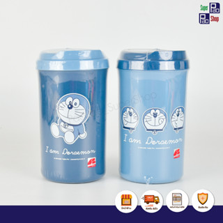 แก้วน้ำพลาสติกลายการ์ตูนลิขสิทธิ์ Doraemon แบบหนา มีหูจับ ขนาด 750ML ส่งของทุกวัน