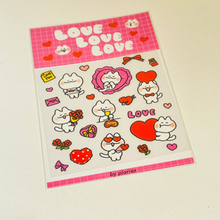 Sticker สติกเกอร์ชุด Love Love Love น้องเหมียวขาวแสนน่ารักกับวาเลนไทน์แสนหวานของเขา[Plariex]