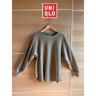 Uniqlo x cotton x XL ผ้าวาฟเฟิล เขียวตุ่นสวย อก 44 ยาว 27 • Code : bc17(2)