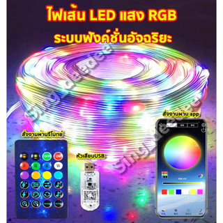 ไฟเส้น led ไฟแต่งห้อง RGB 5-20เมตร ไฟแต่งรถ ไฟตกแต่ง กันน้ำIP65 ควบคุมจากแอพพลิเคชั่นและรีโมทย์ ฟังก์ชั่นมากมาย