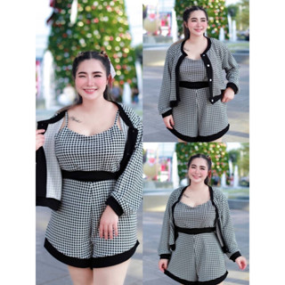 🔥Plussize🔥ชุดเซทเสื้อ+กางเกงคนอ้วน🔥อก 40-50  เอว 34-46