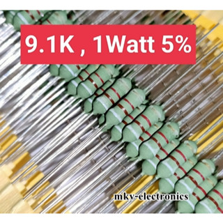 (20ตัว) 9.1K ,1/2Watt  5% Metal Oxide Flim Resistor ขนาด3x9mm. (รหัสสินค้า M03266)