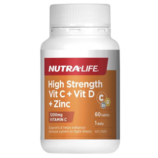 Nutra-Life High Strength Vitamin C 1200 + D + Zinc 60 Tablets