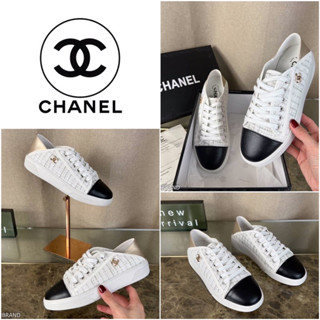 รองเท้าผ้าใบ Chanel Canvas Shoes Women Black Toe