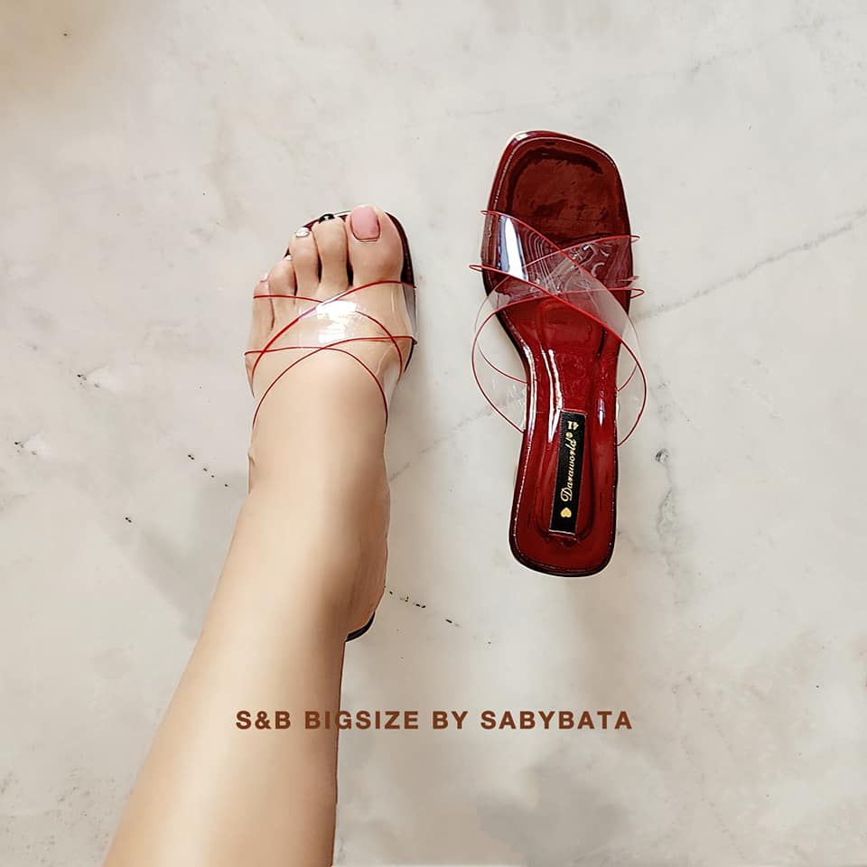 SALE รองเท้าไซส์ใหญ่ 41-45 รุ่น Valentine ส้นสูง 3.25 นิ้ว ส้นแก้ว bigsize plussize