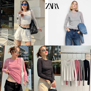 NEW!! ZARA double top👏🏻(330฿ฟรีส่ง) ปังมากกก! เก๋มากกก! กับเซตเสื้อแขนยาวดีเทลเย็บติดเสื้อกล้ามงานชนช็อปZara akkara