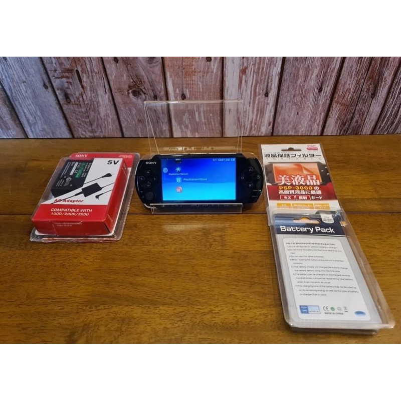 PSP สีดำรุ่น 3000 แปลงแล้วอุปกรณ์พร้อมเล่น