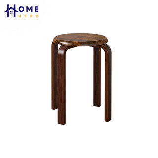 HomeHero เก้าอี้ไม้ เก้าอี้สตูลไม้จริง ทรงสี่เหลี่ยม ซ้อนได้ ประหยัดพื้นที่ Beech Wood Stool