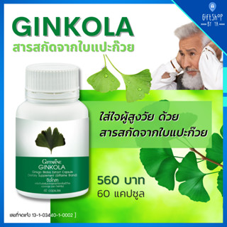 อาหารเสริม ผู้สูงอายุ ใบแปะก๊วยสกัด จิงโกลา ใบแปะก๊วยแคปซูล Ginkola Giffarine Ginkgo ใบแปะก๊วย น้ำในหู การทรงตัว