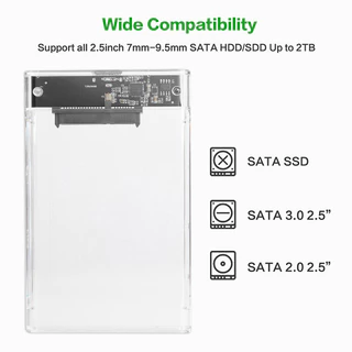 Actual HDD Case SSD Enclosure 2.5inch ฮาร์ดไดรฟ์ USB 3.0 แบบใส รองรับโปรโตคอล UASP สําหรับ 7-9.5 มม. ขนาด 2.5 นิ้ว