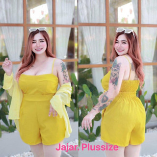 🔥Plussize🔥ชุดเซทเสื้อ+กางเกงคนอ้วน🔥 เสื้อคลุม Bust (อก) 50     สายเดี่ยว Bust (อก) 36-48     กางเกง  Waist (เอว) 32-44