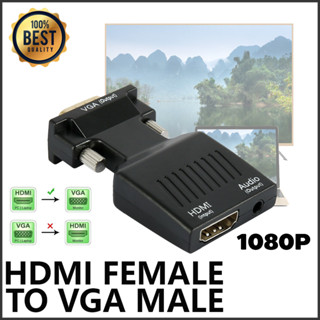 HDMI Female to VGA Male Converter+Audio Adapter Support 1080P Signal Output (Black)