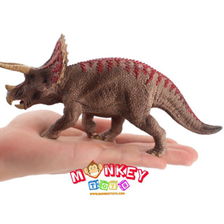 Monkey Toys - โมเดลไดโนเสาร์ Triceratops แถบแดง ขนาด 20.50 CM (จากหาดใหญ่)