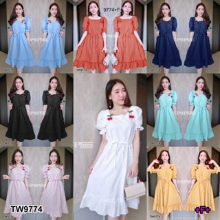 MM9774 เดรสคอเหลี่ยมแขนตุ๊กตา Square neck doll sleeve dress