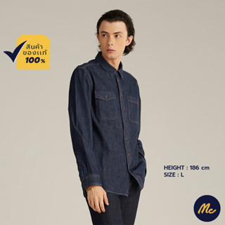 Mc Jeans เสื้อเชิ้ตยีนส์แขนยาว ผู้ชาย สียีนส์เข้ม MSLZ162