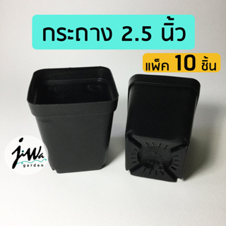 (J068) แพ็ค10ใบ กระถางพลาสติก 2.5 นิ้ว สี่เหลี่ยมทรงสูง กระถางแคคตัส กระถางต้นไม้