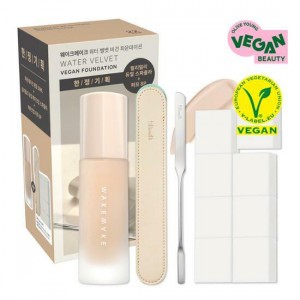 Wakemake Water Velvet Vegan Foundation Set (Dual Spatula + Puff 8ea)