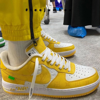 รองเท้า Louis Vuitton Nike Air Force 1 Low By Virgil Abloh White Yellow 🌵🌈🔥 สินค้าพร้อมกล่อง
