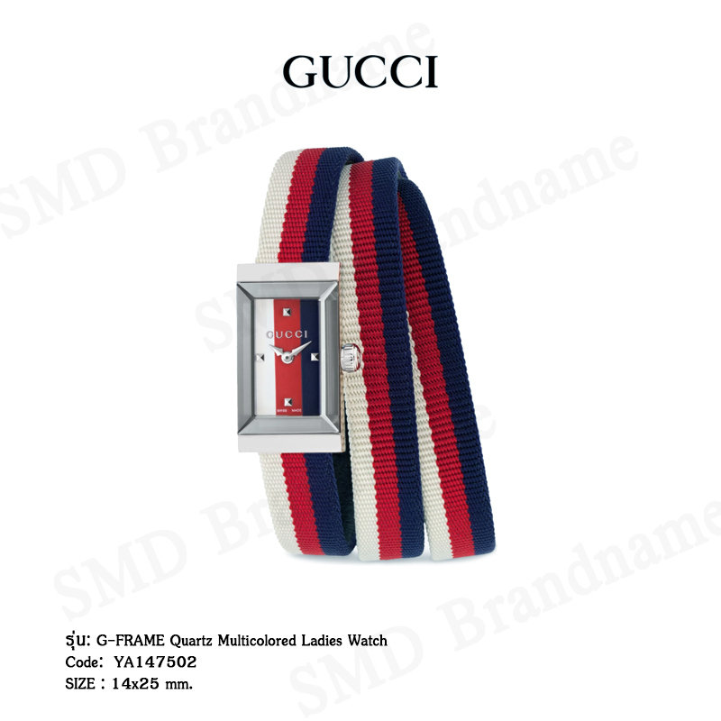 Gucci นาฬิกาข้อมือผู้หญิง รุ่น New G-Frame Quartz Multicolored Ladies Watch Code: YA147502