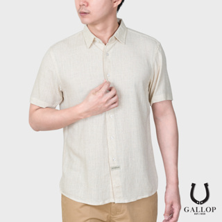 GALLOP : LINEN CASUAL SHIRT เสื้อเชิ๊ตผ้าลินินแขนสั้น รุ่น GW9023-สี Cream / ราคา 1,490.-