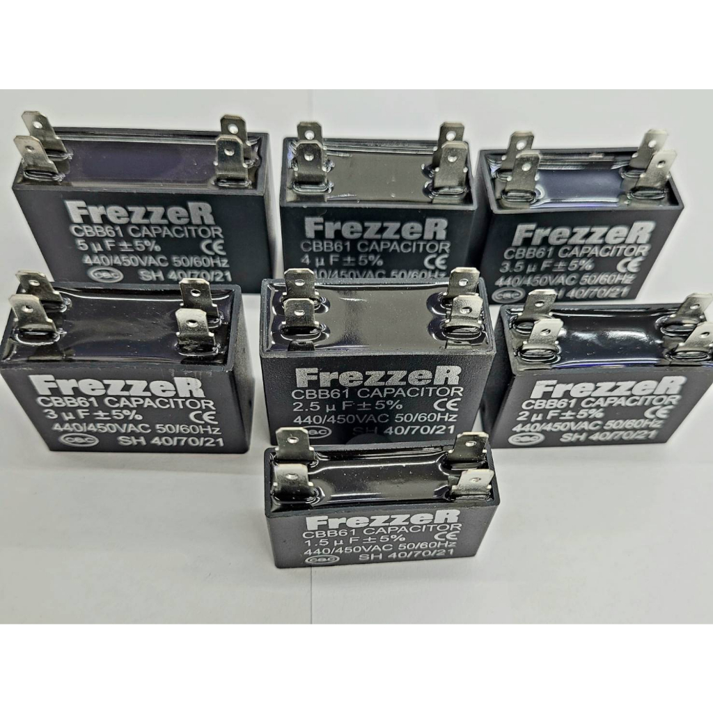 คาปาฯ คาปาซิเตอร์ FrezzeR แท้100% CBB61 ทนกว่า สำหรับเครื่องปรับอากาศ แอร์ 1-7.5 uF แค๊ปพัดลมแอร์ ca