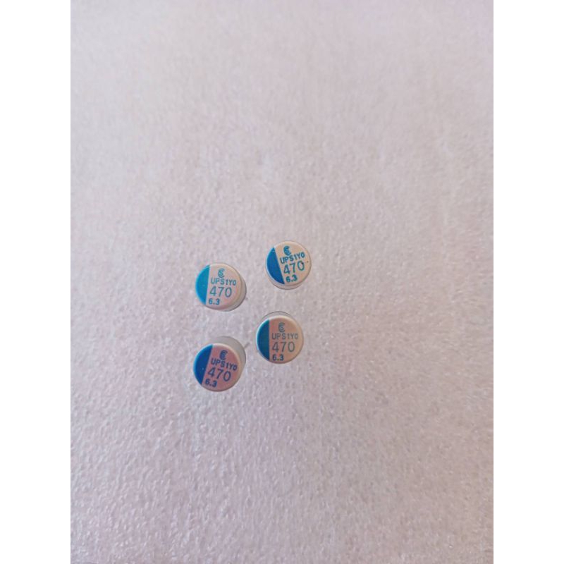 คาปาซิเตอร์ 470UF 6.3V  C470UF 6.3V ตัวสีเงินแถบสีฟ้าขนาด 8x12mm.(12ชิน)ของใหม่แกะกล่องของแท้470UF 6