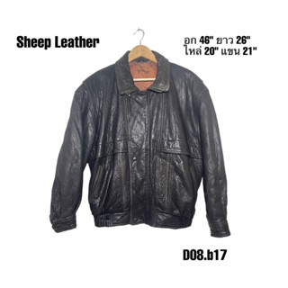 Vintage sheep Leather jacket เสื้อแจ็คเก็ตหนังแกะนิ่มวินเทจ ทรงบอมเบอร์มีซับ อก 46 ยาว 26