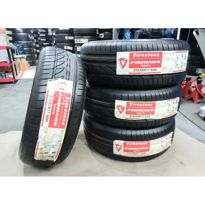 ยางใหม่ค้างปี 215/55R17 Firestone Firehawk Sport01 ปลายปี 2021 พร้อมจุ๊บลม 4 ตัว ประกันบวม 2 ปี จัดส