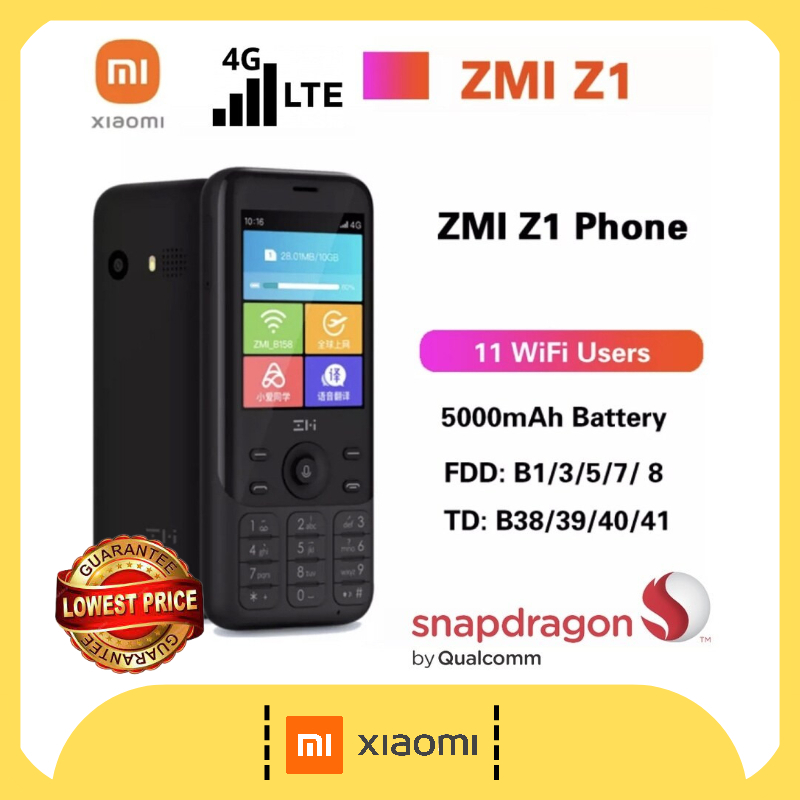 Xiaomi ZMi Z1 4G LTE เครือข่าย Wifi Hotspot ผู้ใช้หลายคนร่วมกัน 5000mAh Power Bank คุณสมบัติโทรศัพท์สภาพดี