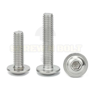 น็อต สกรู หัวจมกลม ติดแหวน ติดจาน สเตนเลส 304 เกลียวมิล หยาบ M6 M8 M10 / Button Head Washer Socket Machine Screw SUS304