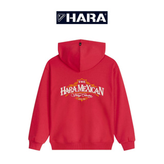 [ส่งฟรี] Hara ฮาร่า ของแท้ เสื้อกันหนาว แขนยาว มีซิป สีแดง ซิปหน้า Mexican สกรีนลาย Cotton 100% รุ่นMMTL-0034-29