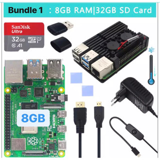 [พร้อมส่ง] Raspberry Pi 4 Model B (8GB) เซตพร้อมพัดลมระบายอากาศ+ SD Card+Power Adapter + HDMI Cable for RPI 4