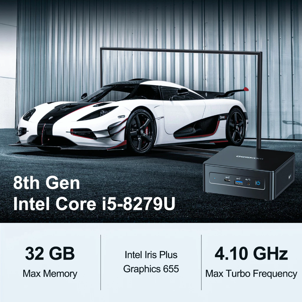 Mini PC, GEEKOM Mini IT8 Intel i5-8279U Mini Desktop Computer 16GB RAM 512GB PCIe SSD, Windows 11 Pro Mini Computer/Dual-Channel DDR4/HDMI2.0 4K UHD/Dual WiFi/BT/Gigabit Ethernet/VESA for Home/Office thumbnail 3