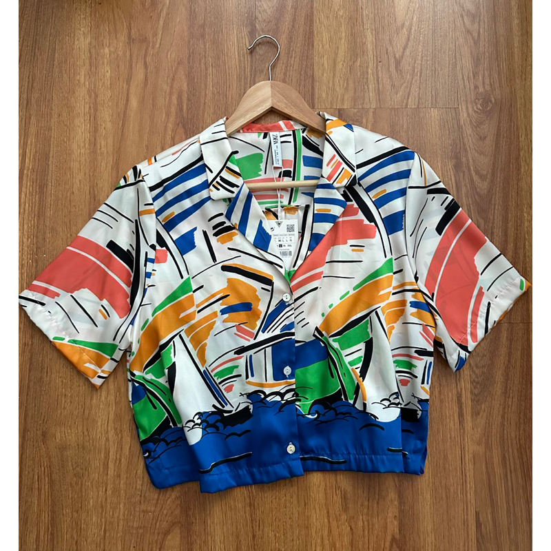 เสื้อ Zara Crop Top Summer Shirt • Size L (ใหม่ พร้อมป้าย)