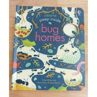 Usborne Peep Inside:Bug Homesตื่นเต้นไปกับการเปิดหาสัตว์ที่ซ่อนตัวได้รู้จักแมลง บ้านแมลง