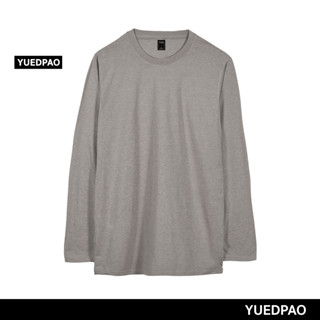 Yuedpao ยอดขาย No.1 รับประกันไม่ย้วย 2 ปี ผ้านุ่ม ยับยาก ไม่ต้องรีด เสื้อยืดเปล่า เสื้อยืดแขนยาว สี Smoke Gray