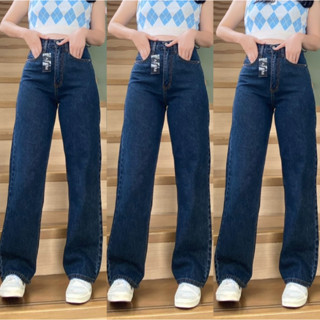 2NaraJeans มี Bigsize S-4XL ทรงกระบอกวินเทจ เอวสูง เก็บทรงสวย สีชาโคล