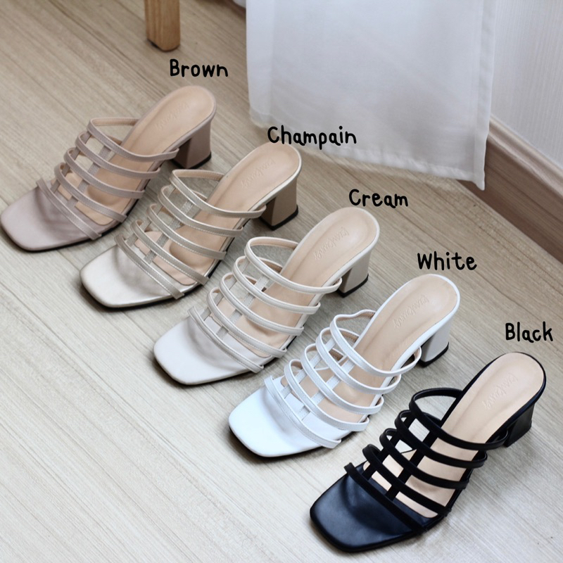 พร้อมส่ง ❗️❗️รองเท้าส้นสูง Gridy heels  KK0019 ตาราง  รองเท้าผู้หญิง highheel