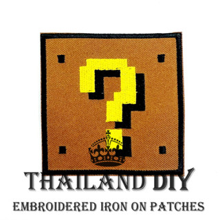 ตัวรีดติดเสื้อ [?] งานปัก เกมส์ มาริโอ้ กล่องปริศนา การ์ตูน น่ารัก Super Mario myster Patch WOP DIY ตัวรีด อาร์มติดเสื้อ