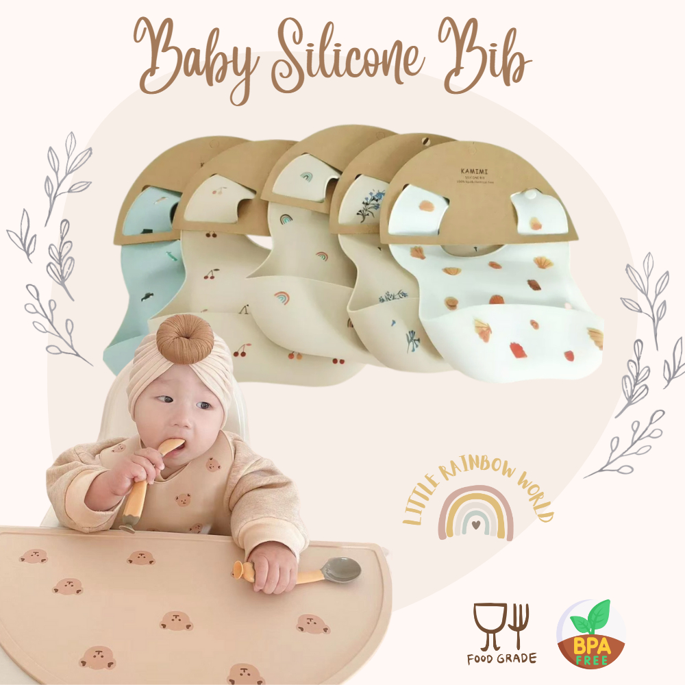 ผ้ากันเปื้อนเด็ก เกาหลี คุณภาพสูง ซิลิโคน Food Grade BPA free silicone bib เด็ก ทารก รองกันเปื้อน