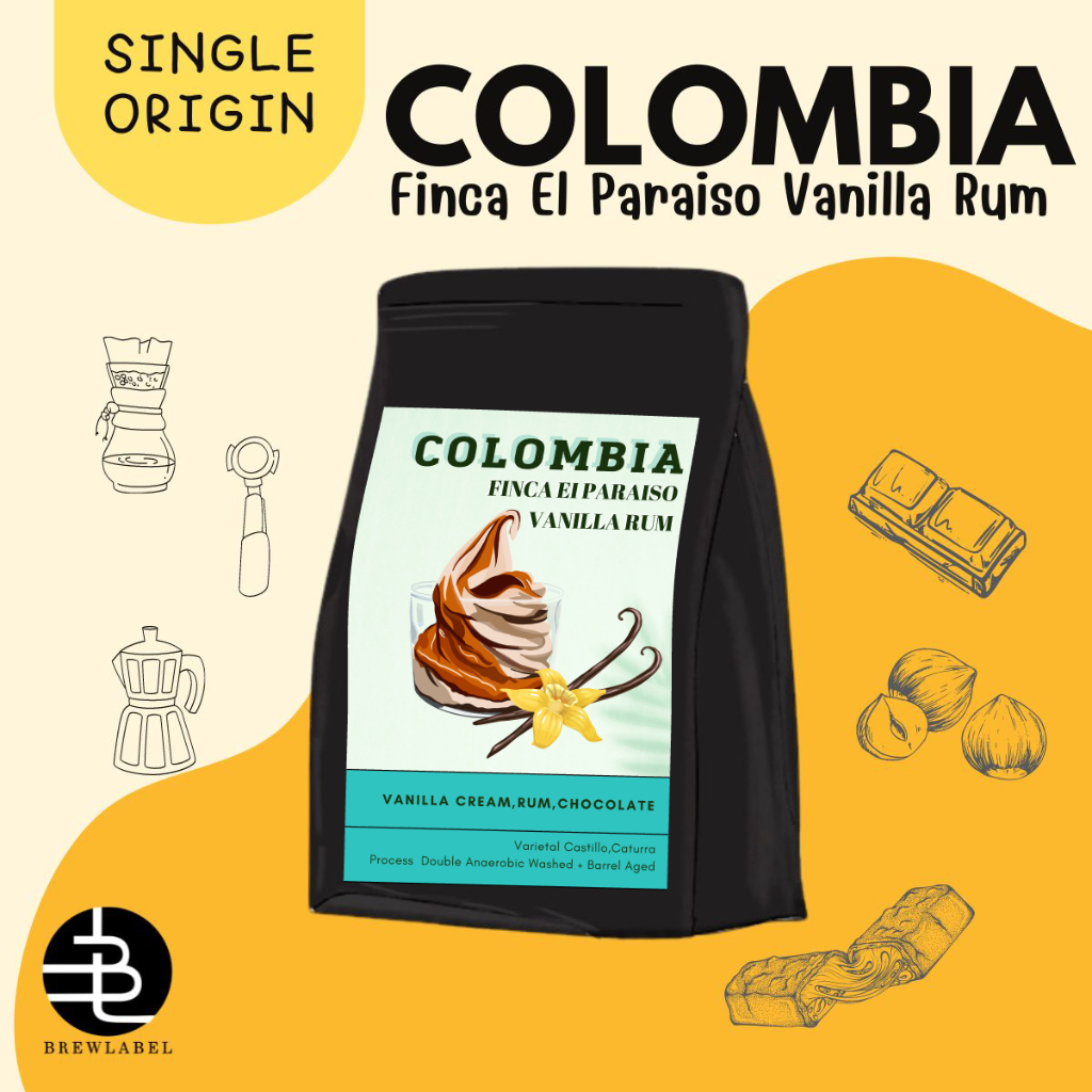 pym coffee roastery เมล็ดกาแฟคั่ว colombia finca el paraiso vanilla rum กาแฟคั่วใหม่ single origin ก