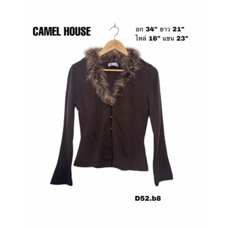 CAMEL HOUSE เสื้อแขนยาวสีน้ำตาล ปกขน ถอดได้ อก 34 ยาว 21