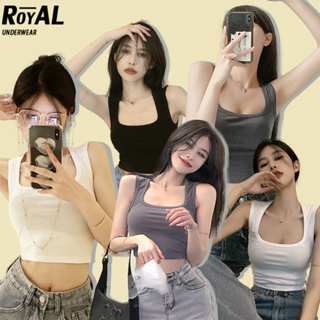 Royal Underwear เสื้อกล้าม สายคล้องคอ ทรงสี่เหลี่ยม สไตล์เกาหลี สําหรับผู้หญิง BBB258